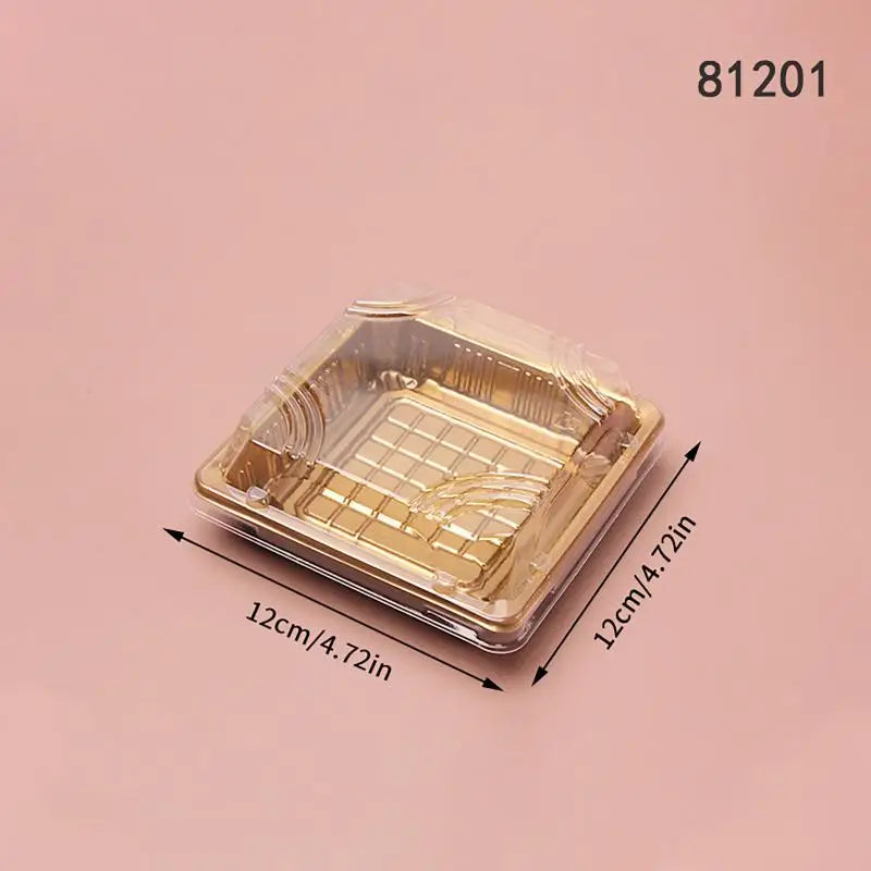 10 Pcs Disposable Sushi Boxes with Lids – PET Takeaway Pack Disposable Food Containers Axl 1201 Gold