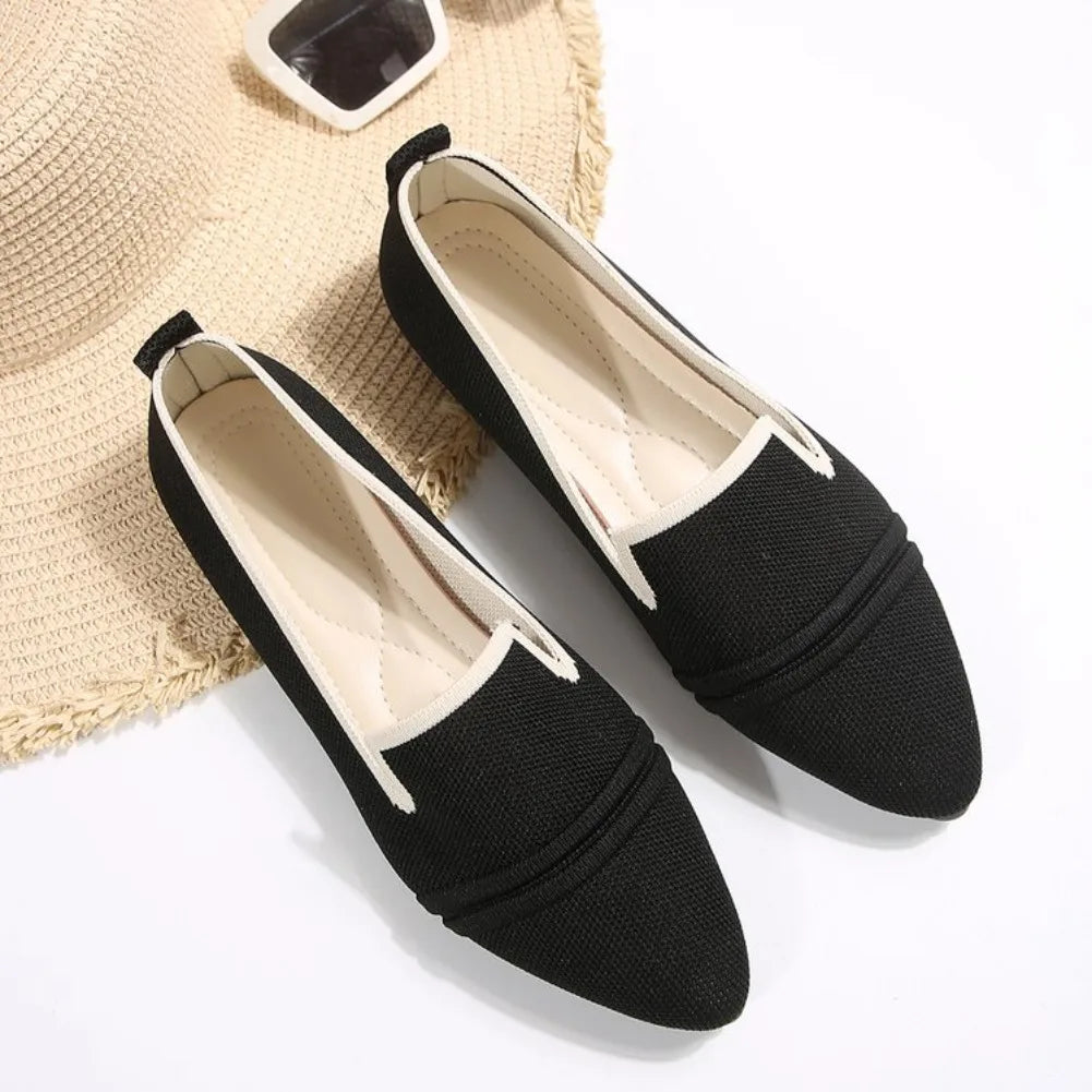 Women's Knitted Breathable Pointed Toe Slip-On Flat Shoes Women's Flat Shoes Axl