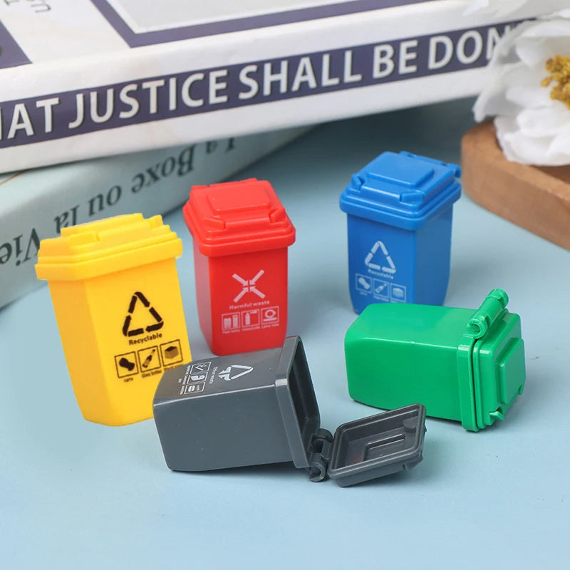 5-Pc Dollhouse Miniature Trash Cans & Sorting Bins 1:12 Scale Dollhouse Accessories Axl