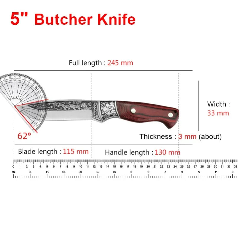 InLeung Handmade Boning Cleaver Knife – Wood Handle Chef Blade Cleaver Boning Knife Axl