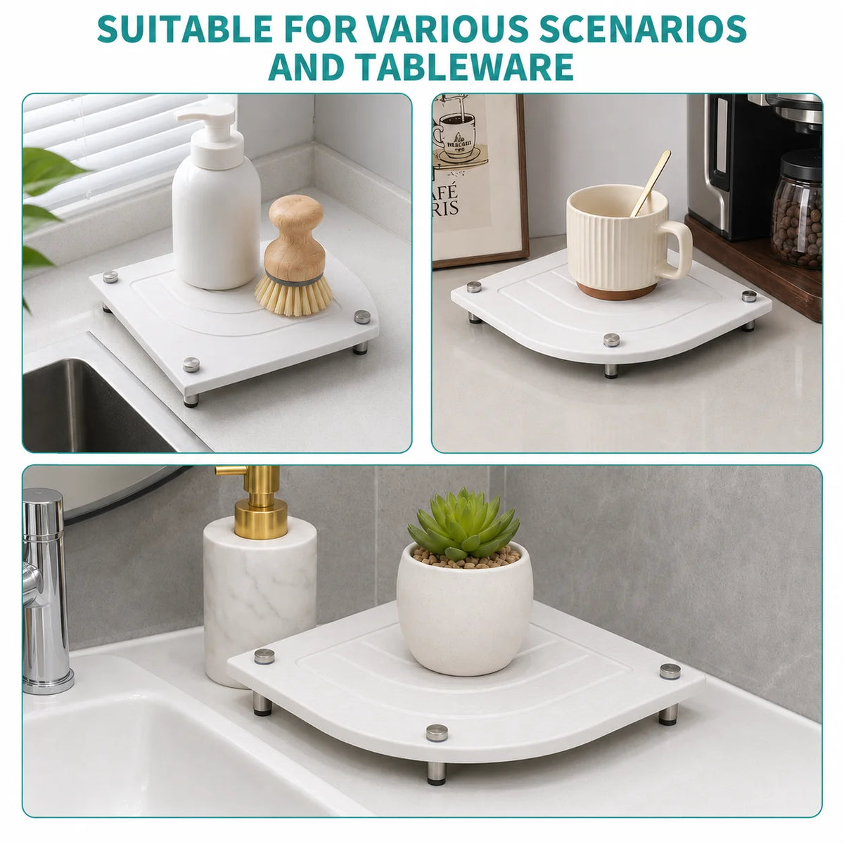 Diatomaceous Earth Corner Sink Caddy – Stone Drying Mat Tray Stone Sink Caddy Axl