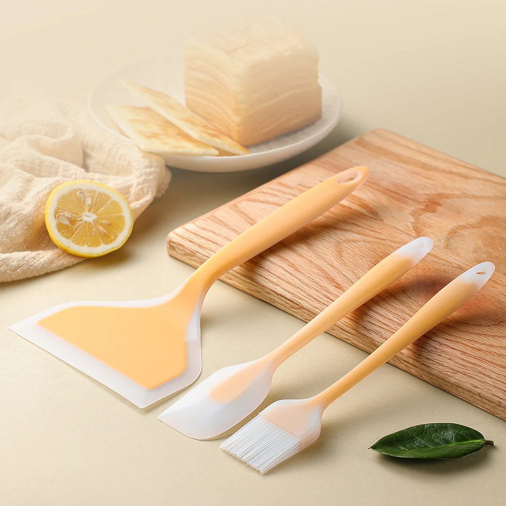 3-Piece Silicone Spatula Set – Wide Non-Stick Cooking Scrapers Silicone Spatula Set Axl