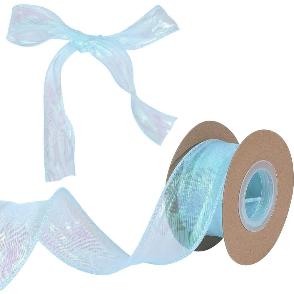 9M Iridescent Organza Ribbon Light Sky Blue 40mm – Gift & Craft Craft Organza Ribbon Axl AECH04-18426