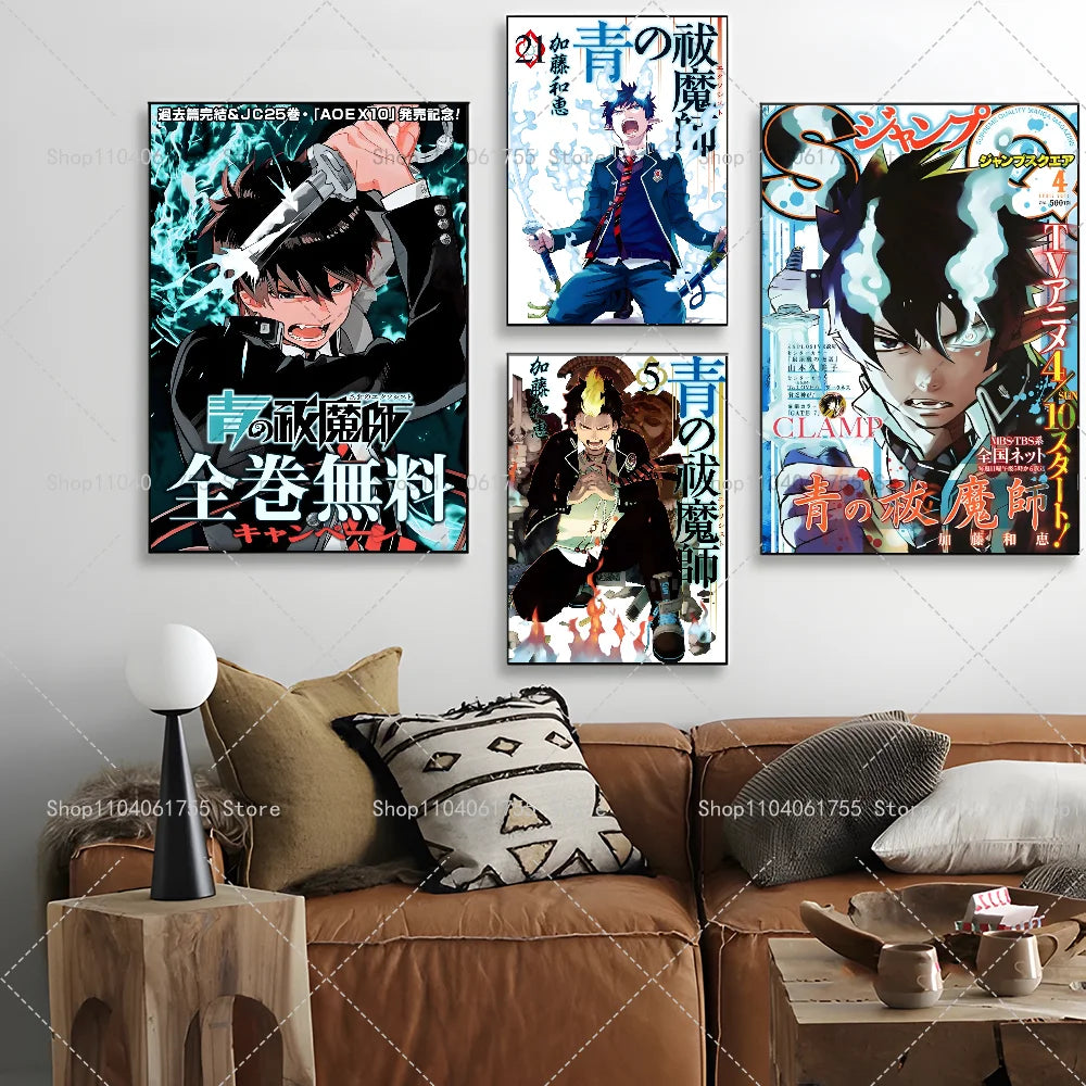 Blue Exorcist Anime Poster – Self-Adhesive Waterproof Wall Art Anime Wall Poster Axl