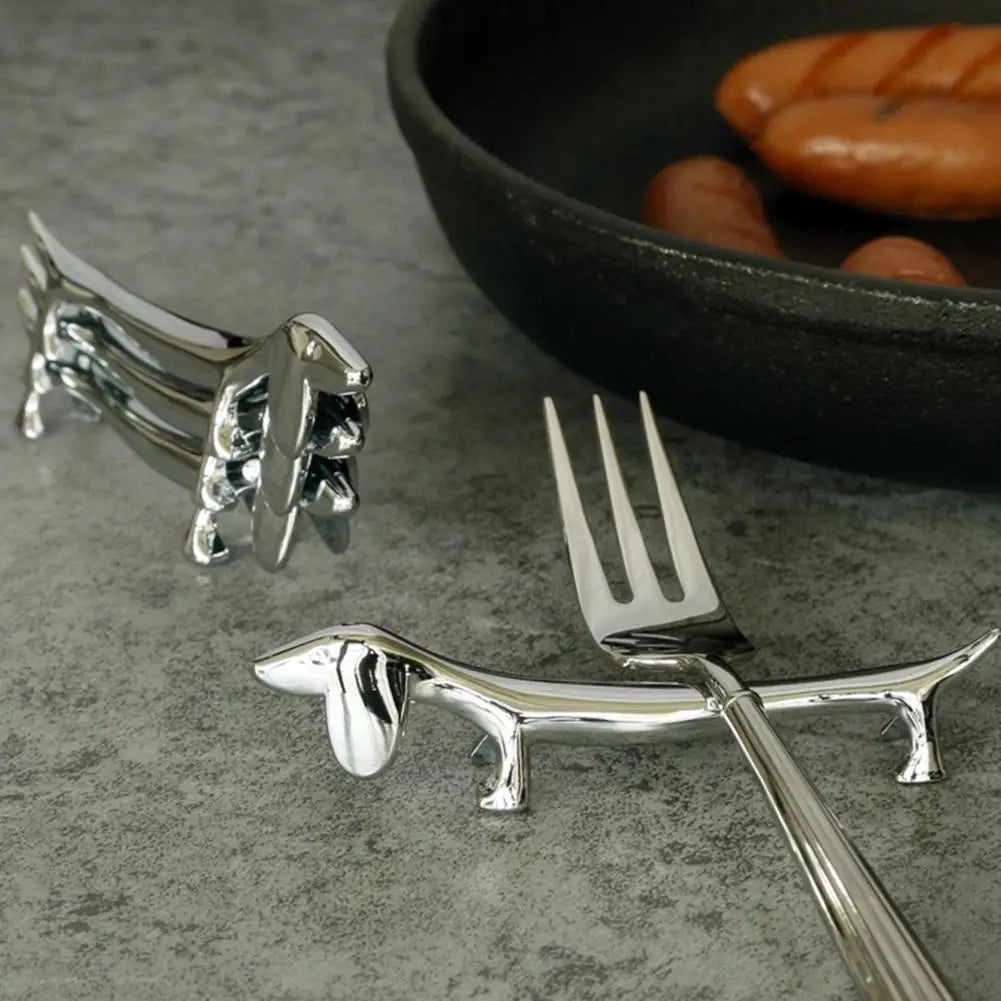 Dog-Shaped Stainless Steel Chopstick & Utensil Rest Utensil Rest Axl