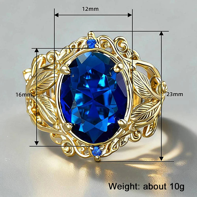 Huitan Blue Cubic Zirconia Leaf Ring – Women's Fashion Jewelry Fashion Ring Axl