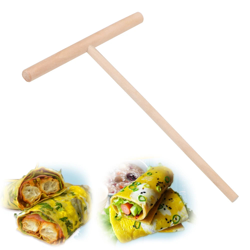 Wooden Pancake Batter Spreader – T-Shape Crepe Maker Tool Batter Spreader Tool Axl