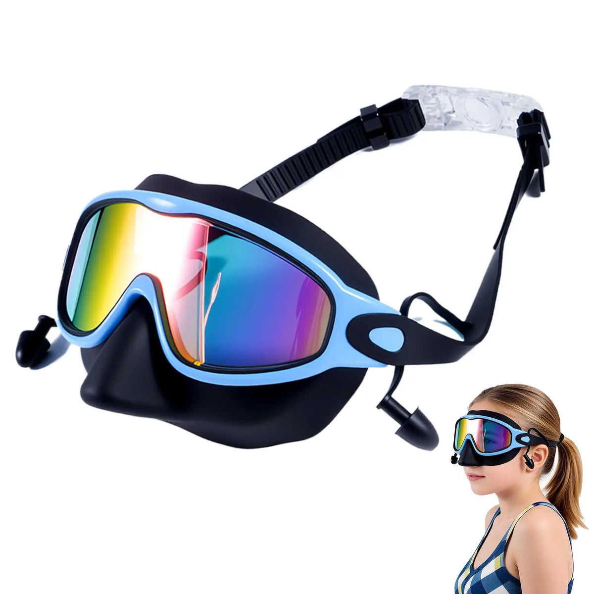 Kids Swim Goggles with Nose Cover, Earplugs & UV Protection Kids Swim Goggles Axl