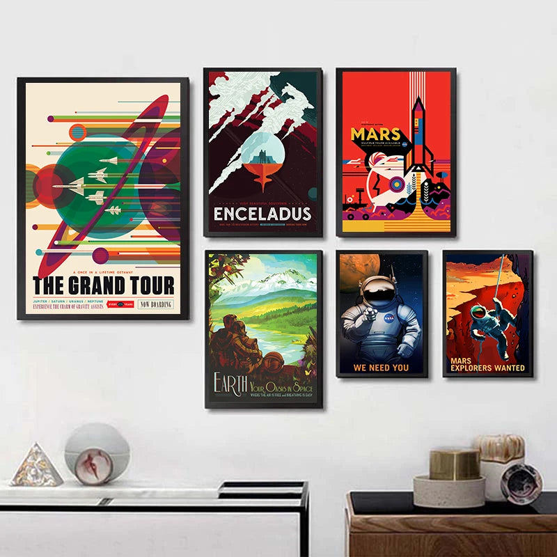 Nordic Abstract Space Travel Vintage Poster – Wall Art Print Wall Art Poster Axl
