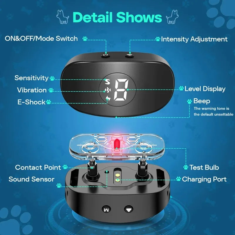 Waterproof Anti-Bark Dog Training Collar – Vibration & Beep Bark Deterrent Collar Axl