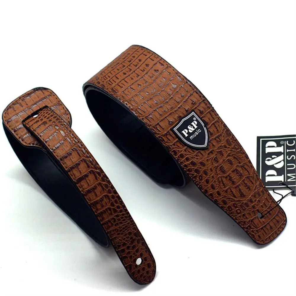 PU Leather Embossed Guitar Strap | Adjustable 130–150cm Guitar Strap Axl Brown