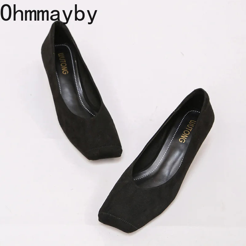 Women's Mary Jane Pumps – Square Toe Suede Slip-On Heels Mary Jane Pumps Axl