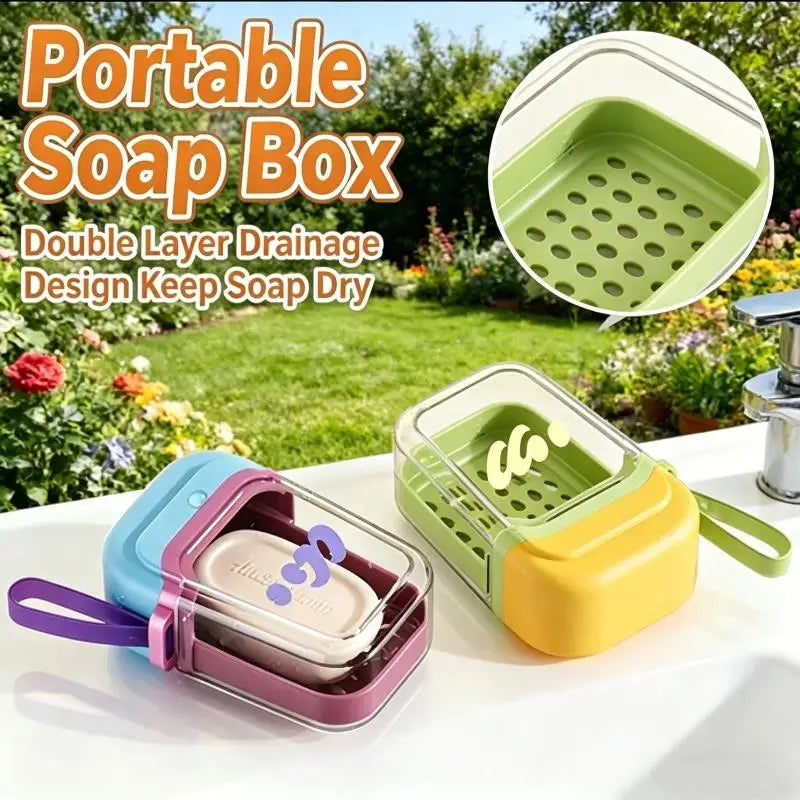Portable Travel Soap Dish – Waterproof Leakproof Box with Drain Tray Travel Soap Dish Axl