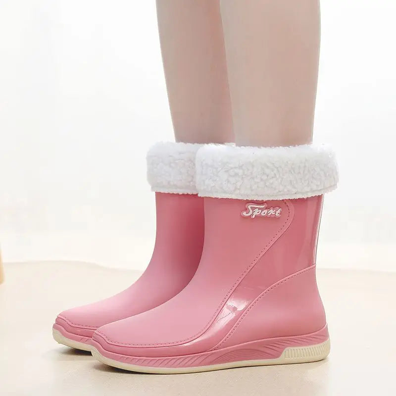 Lorilury Women's Mid-Calf Rain Boots – Waterproof Non-Slip PVC Women's Rain Boots Axl Pink (insole) CN 40