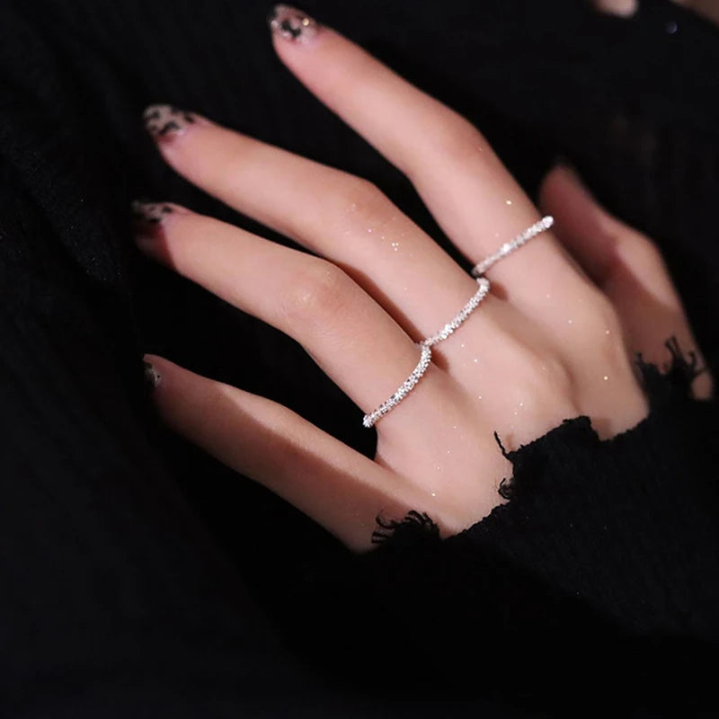 Minimalist Silver Adjustable Ring for Women | Wave Band Fashion Ring Axl