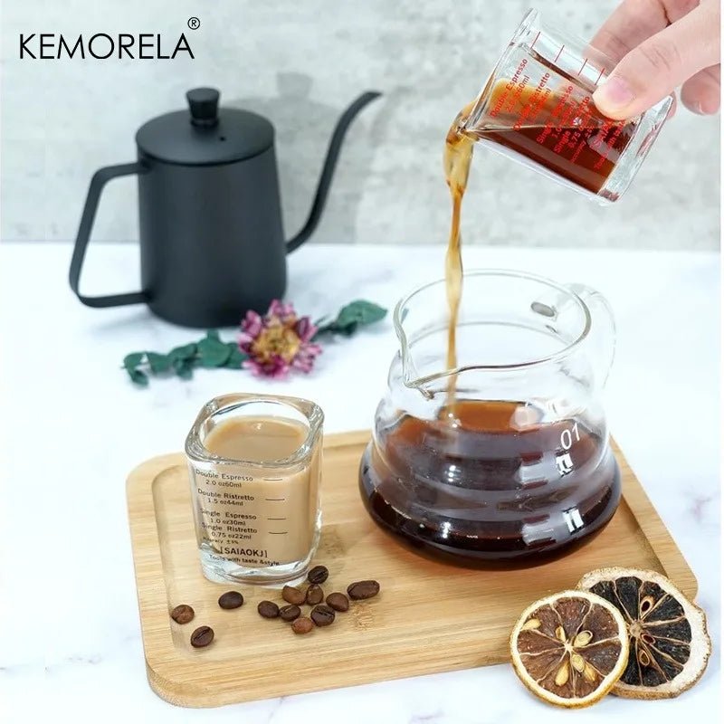 KEMORELA 2-Pack 60ml Espresso Glass Measuring Cups | Heat-Resistant Glass Measuring Cup Axl