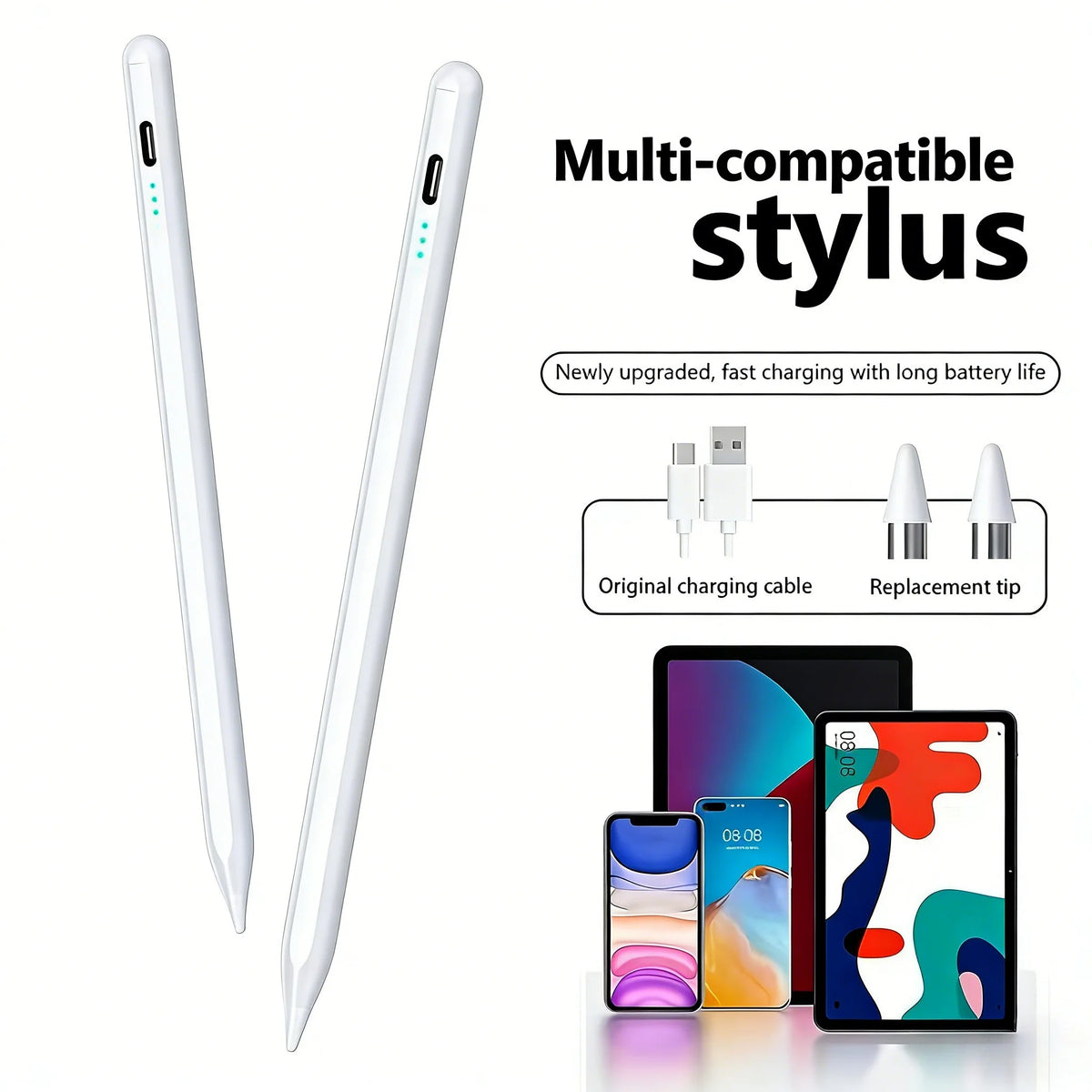 Universal Stylus Pen for iPad, Android & iOS Tablets Tablet Stylus Pen Axl ZP3-White-01