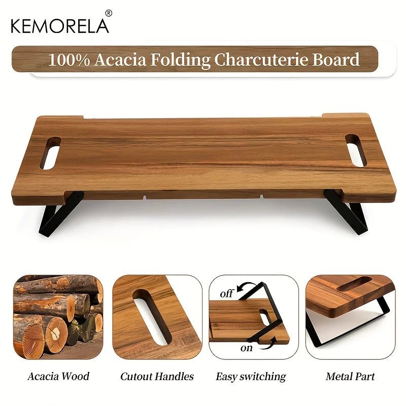 Acacia Wood Charcuterie Board – Folding Legs & Handles Charcuterie Board Axl