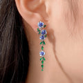 Huitan Vintage Enamel Blue Flower Dangle Earrings Women Dangle Drop Earrings Axl E2014