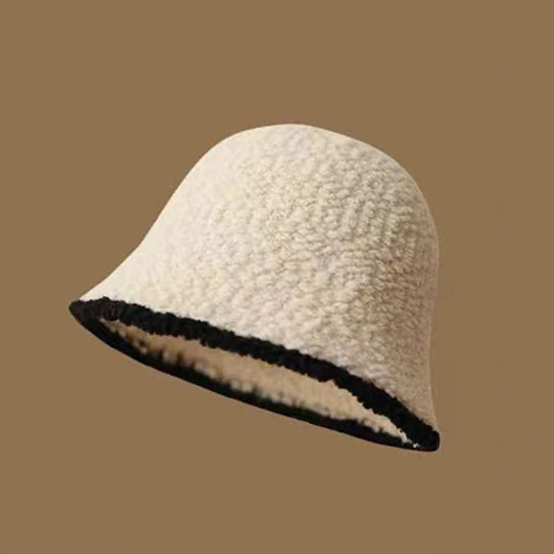 Women's Colorblock Knit Bucket Hat – Fleece Lined Winter Beanie Knit Bucket Hat Axl Beige
