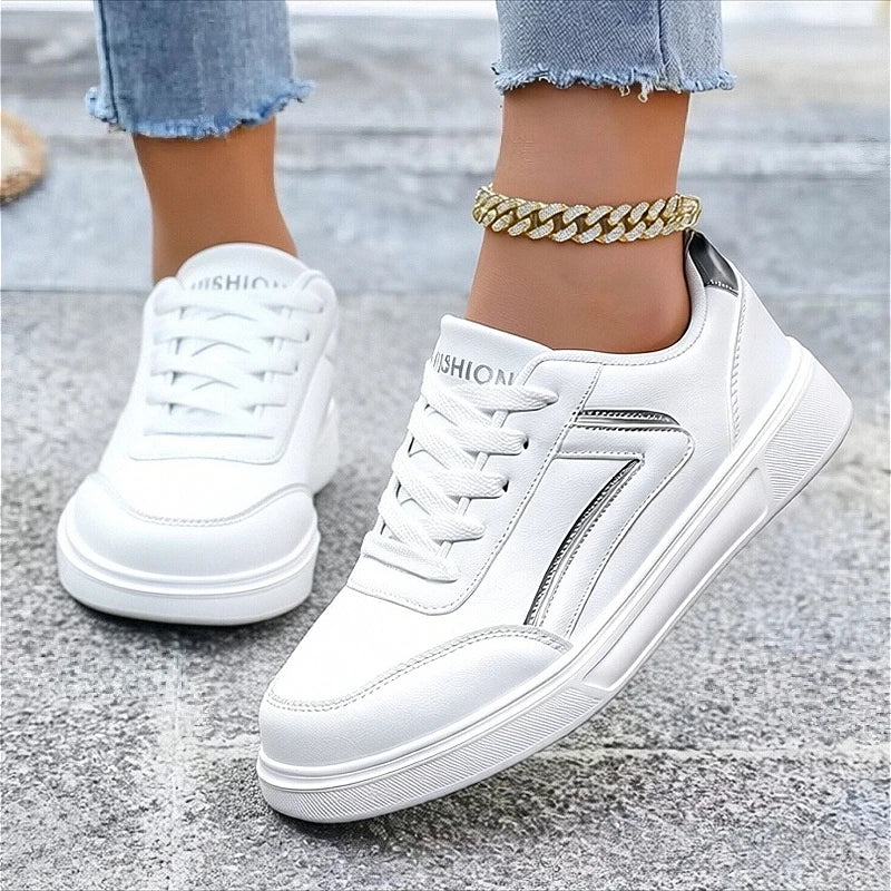 Women's All Black Lace-Up Leather Sneakers | Lightweight Work Shoes Women's Sneakers Axl