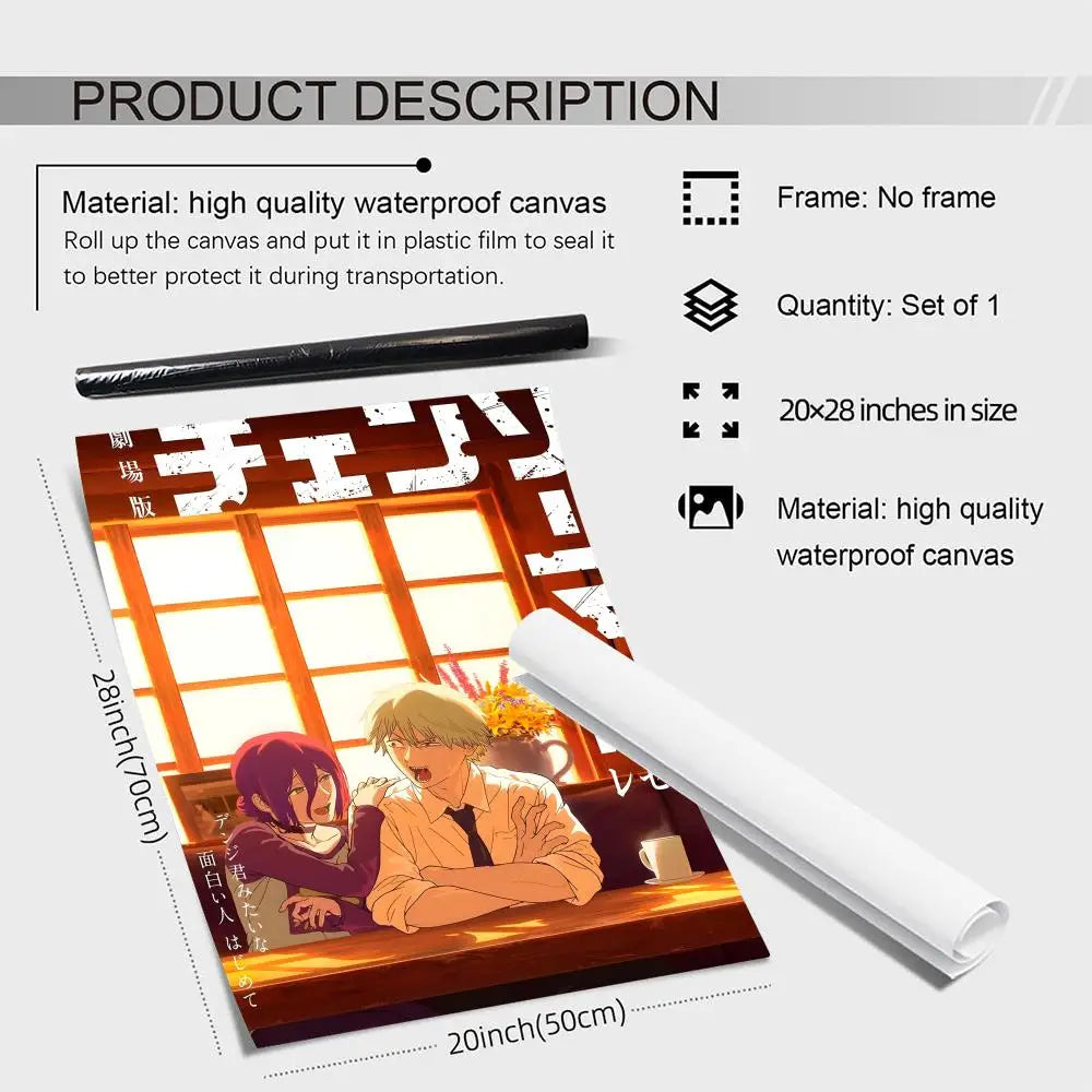 Chainsaw Man Reze Anime Canvas Wall Art – HD Unframed Poster Anime Canvas Poster Axl