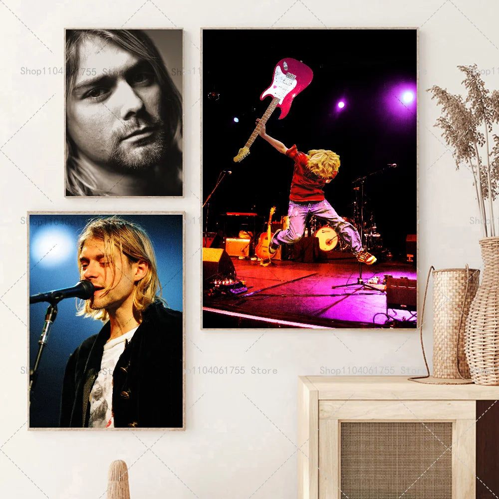 Kurt Cobain Wall Poster – Self-Adhesive Waterproof Art Sticker Wall Art Poster Axl