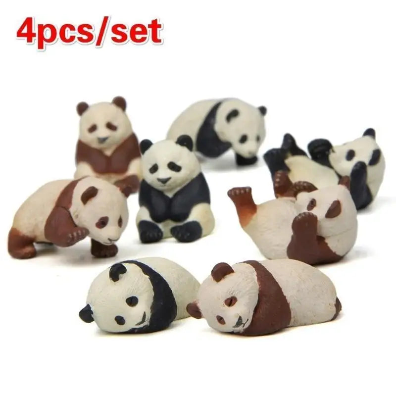 4-Piece Mini Panda Figurines – Micro Landscape Garden Decor Garden Figurine Set Axl