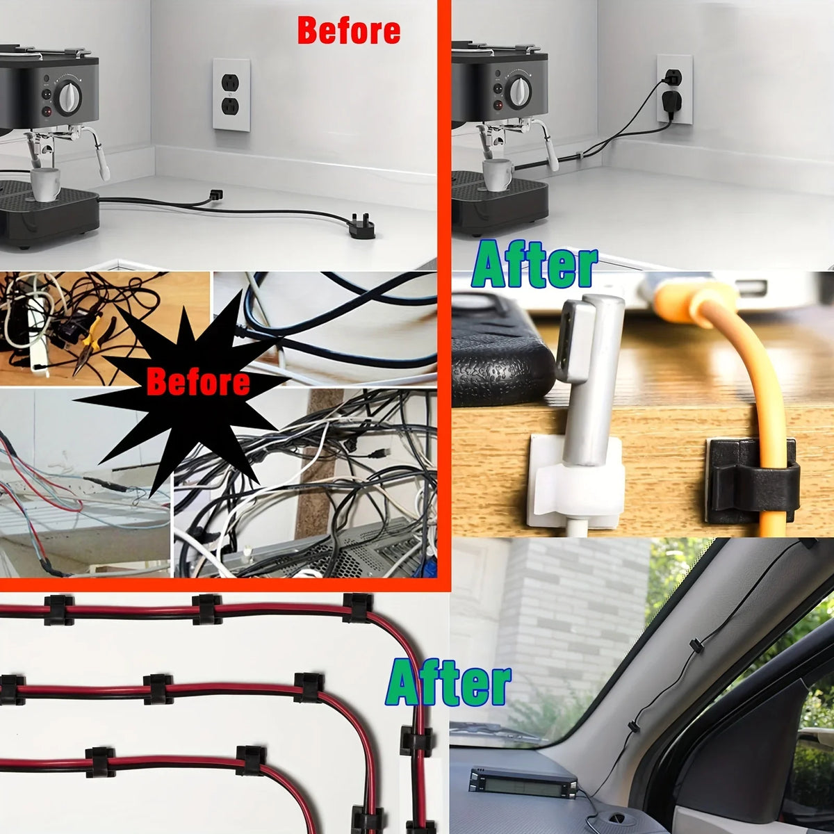 Self-Adhesive Cable Clips 50/100 Pc | Cable Management Cable Management Clips Axl