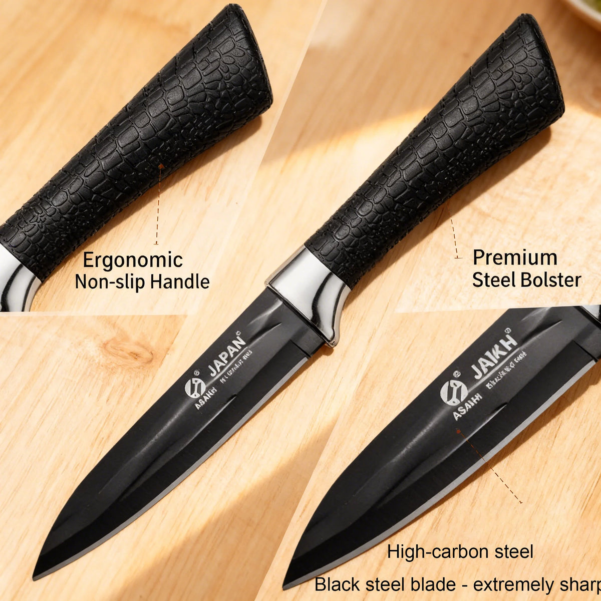High-Carbon Steel Paring Knife – Sharp Black-Coated Blade Paring Knife Axl