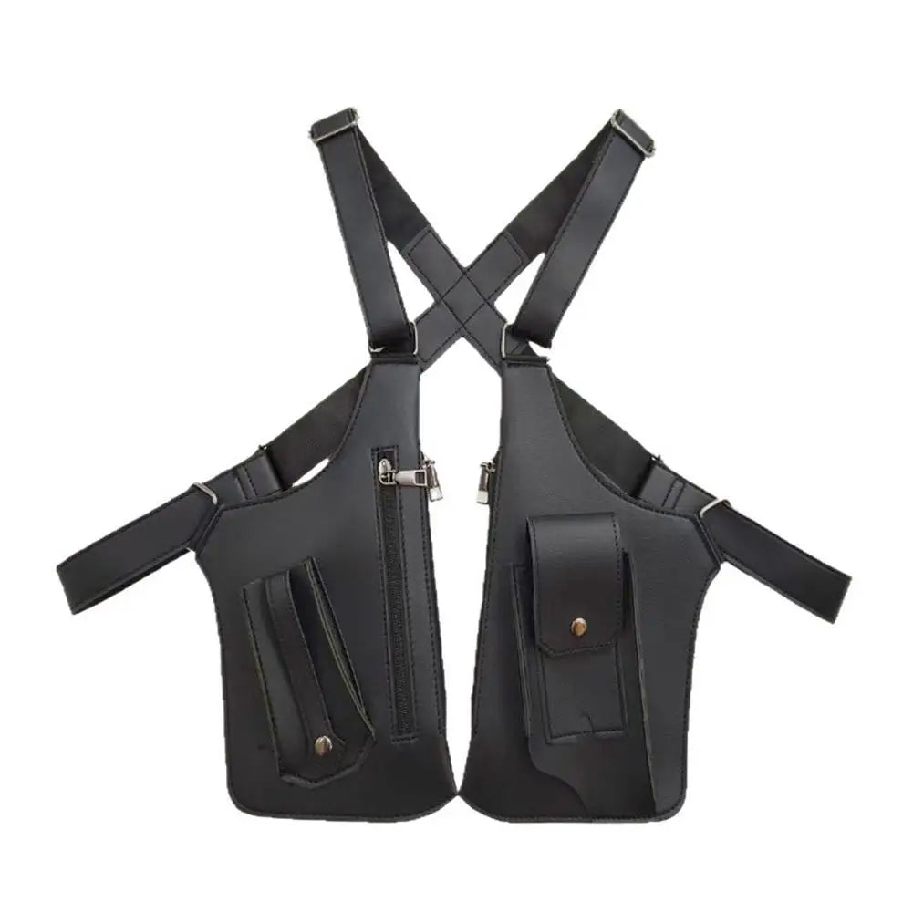 PU Leather Chest Rig Bag | Streetwear Tactical Vest Pack Chest Rig Vest Bag Axl Black M