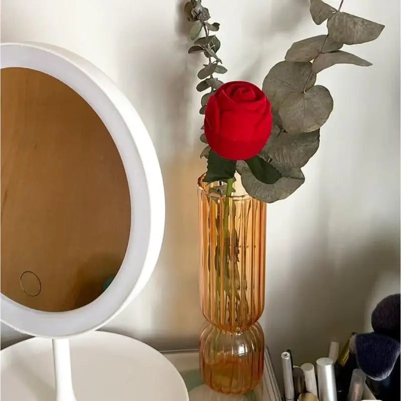 Red Rose Flocked Ring Box – Romantic Engagement Jewelry Gift Jewelry Gift Box Axl