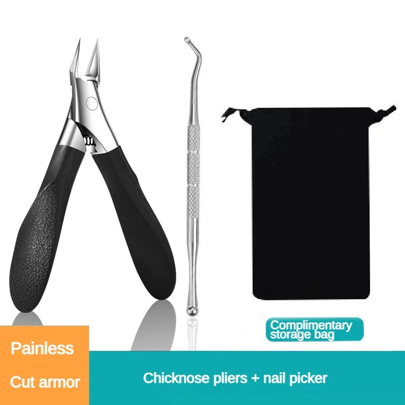 Professional Toenail Clippers – Precision Tip for Thick Nails Toenail Clipper Axl Black3pcs