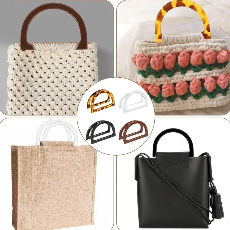 D-Shape Bag Handles for DIY Crochet & Straw Purse Making Bag Making Handles Axl