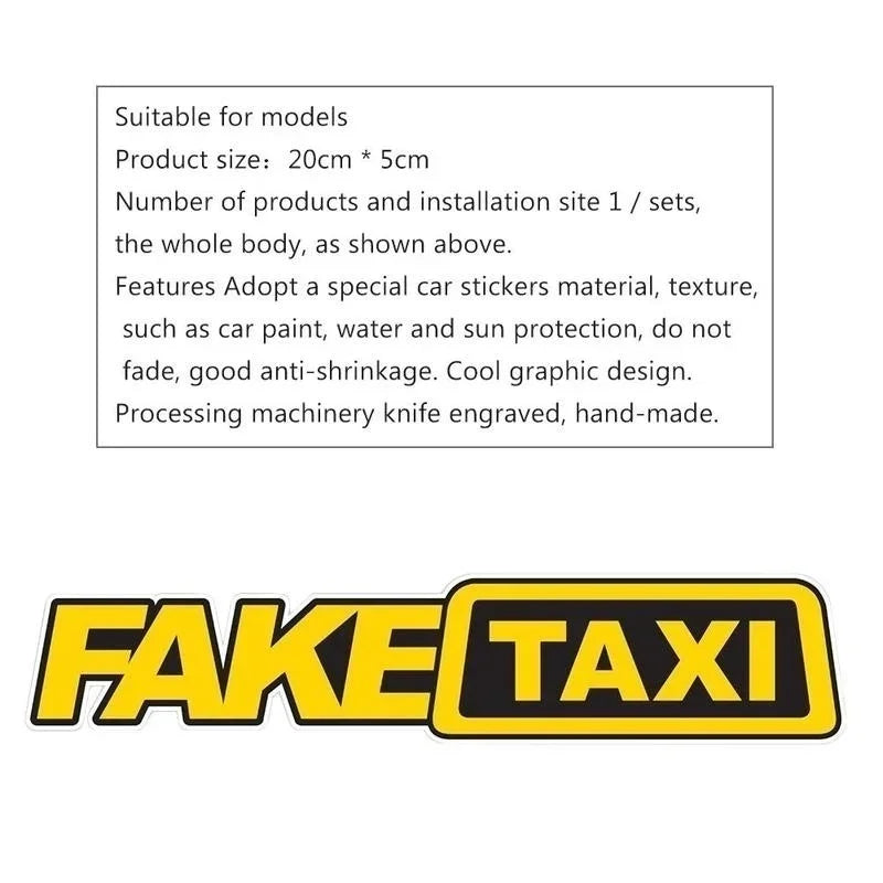 Funny Fake Taxi Car Window Sticker – 4-Pack PVC Vinyl Decal Car Window Decal Axl