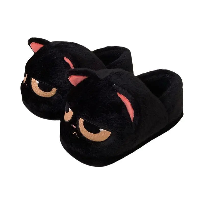 Lorilury Women's Fluffy Cat Slippers – Plush Faux Fur Mules Novelty Plush Slippers Axl Black B-full wrap 40-41 China Mainland