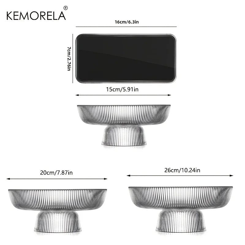 KEMORELA Hammered Glass Fruit Bowl – Large Serving Bowl Glass Serving Bowl Axl