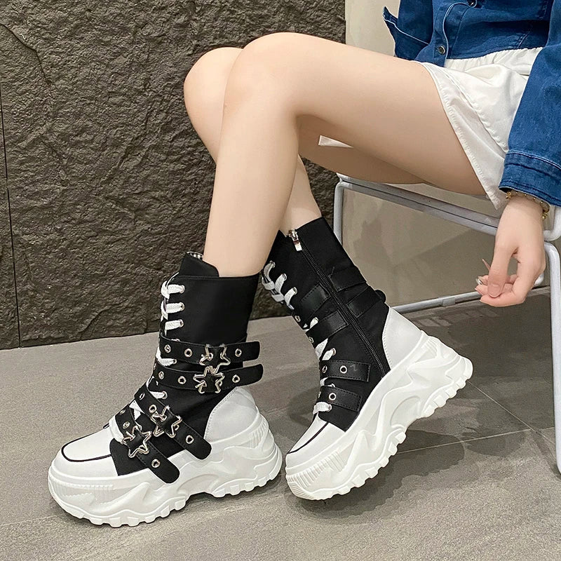 Women's Platform Motorcycle Boots – Thick Sole & Square Heel Platform Motorcycle Boots Axl