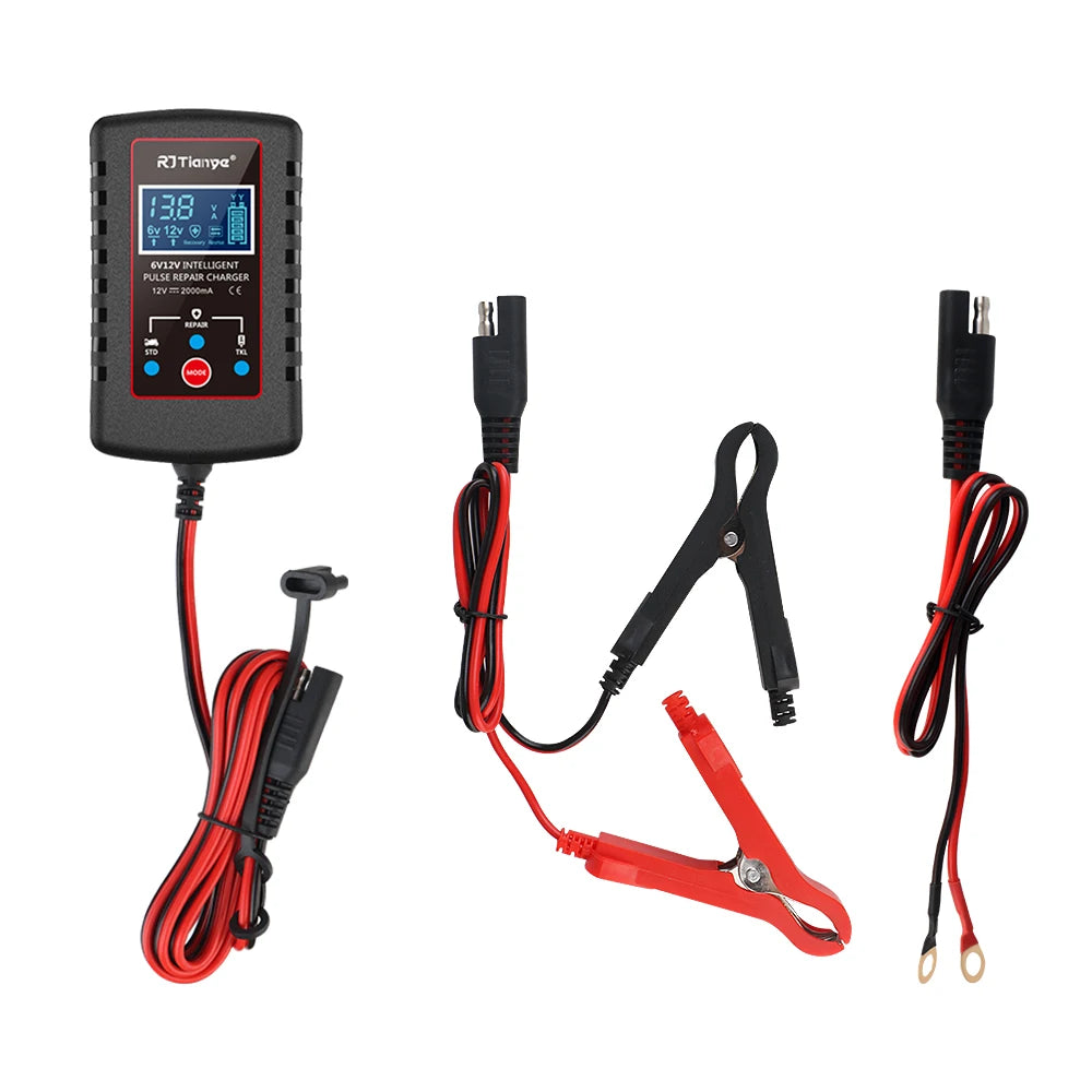 Smart 6V 12V Automatic Battery Charger – Motorcycle & Lawn Mower Battery Charger Axl black