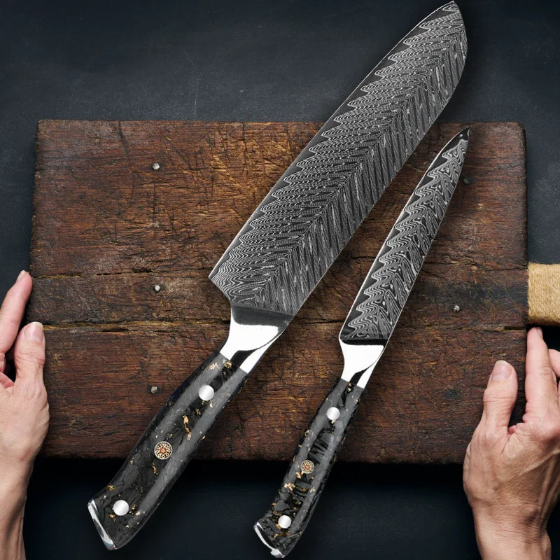 Damascus Knife Set VG10 67-Layer | Chef, Santoku & Boning Damascus Knife Set Axl