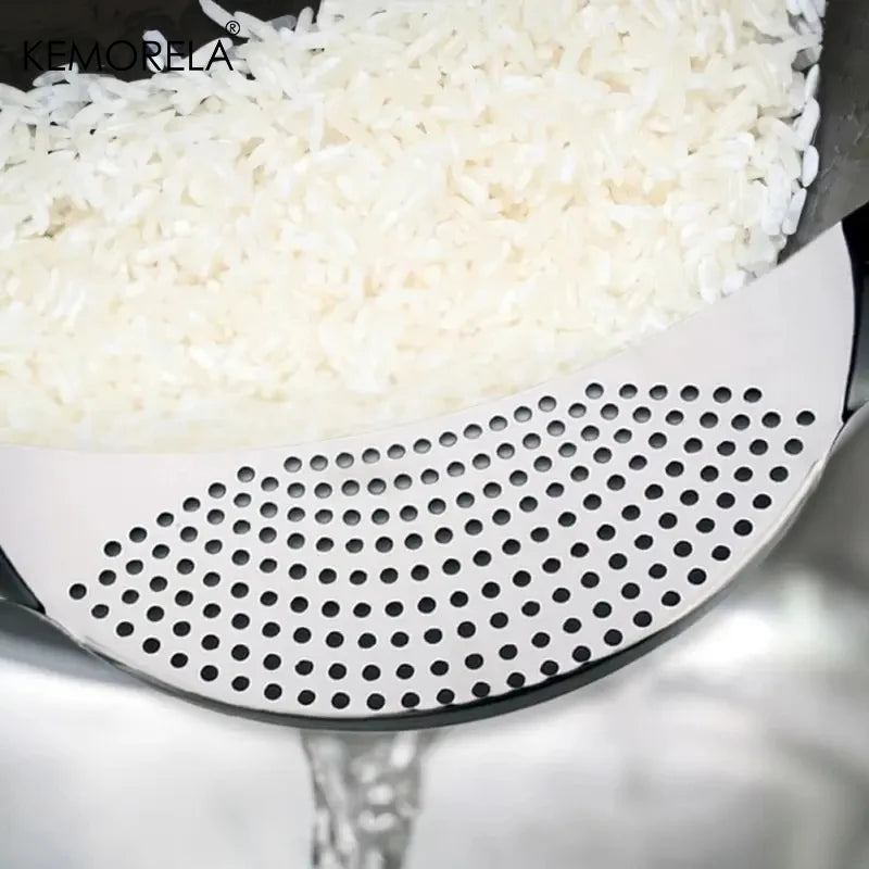 Stainless Steel Pot Side Strainer & Pan Drainer | KEMORELA Kitchen Strainer Axl