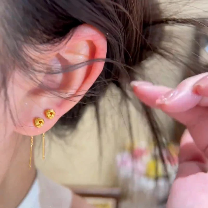 Golden Ruyi Drop Earrings – Light Luxury Metal Jewelry Drop Earrings Axl