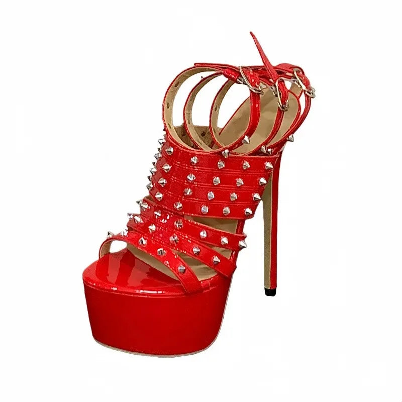Women's Studded Platform Stiletto Sandals | Gothic Gladiator Platform Stiletto Sandals Axl