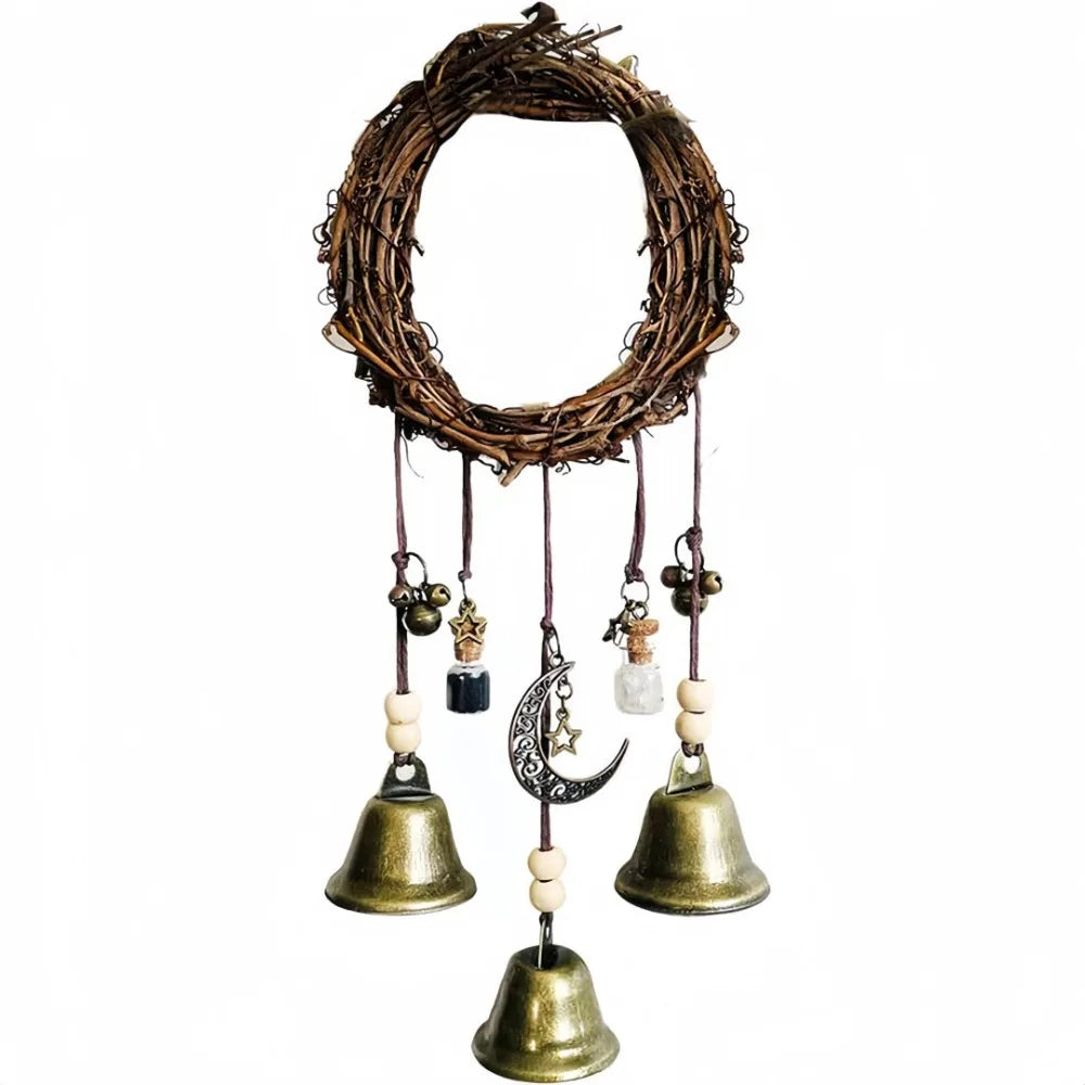 Witch Vine Bell Wind Chime – Rattan Door Knob Hanging Decor Wind Chime Pendant Axl