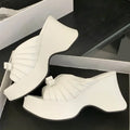 Women's Platform Wedge Sandals – Butterfly-Knot Open Toe Platform Wedge Sandals Axl White 35