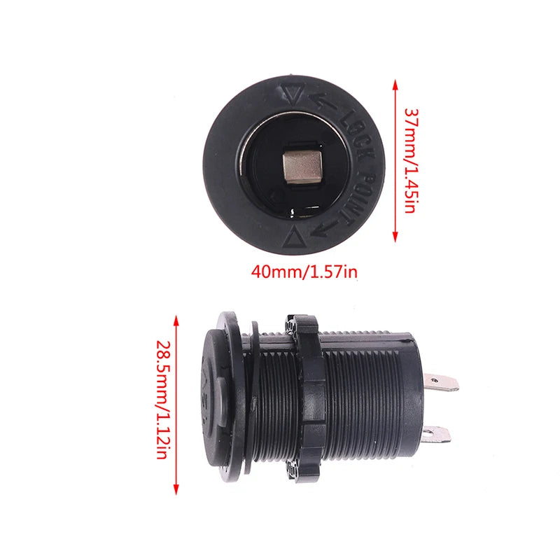12V-24V Waterproof Cigarette Lighter Socket for Car, Boat & Bike Car Power Socket Axl One Size