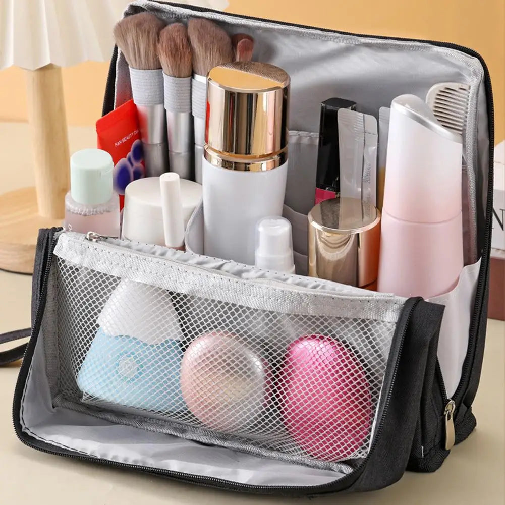 Large Capacity Stand-Up Makeup Bag – Travel Toiletry Organizer Cosmetic Organizer Bag Axl