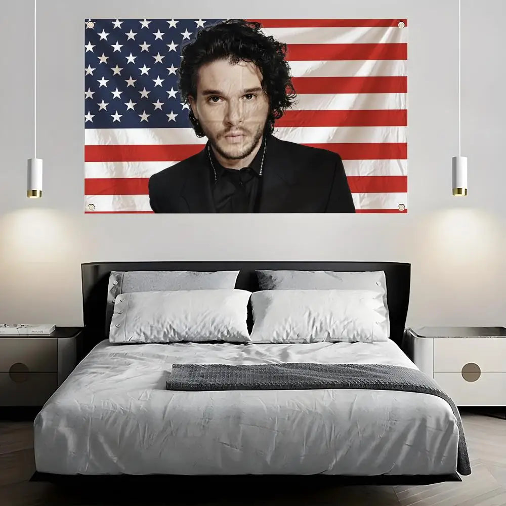 Kit Harington Fan Flag – Wall, Bedroom & Outdoor Banner Decorative Fan Flag Axl