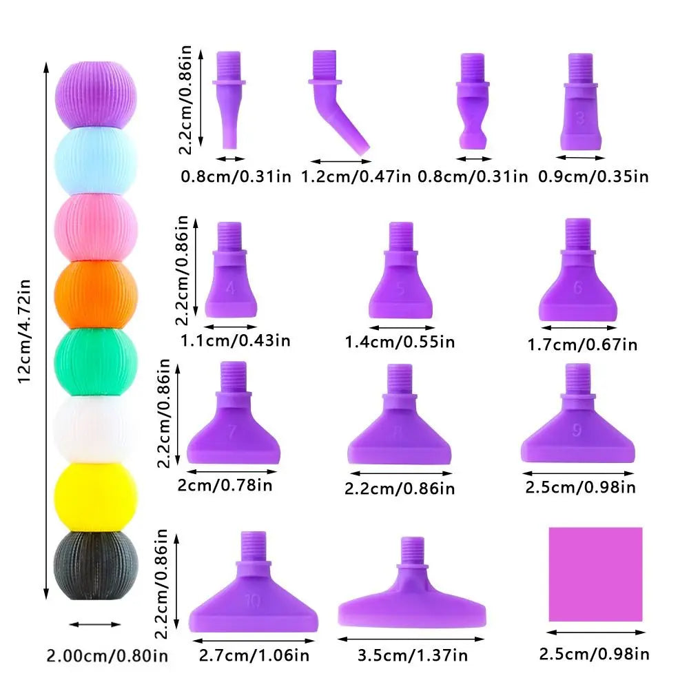 5D Diamond Painting Pen Kit – 12 Pen Tips & Clay Included Diamond Painting Tool Axl