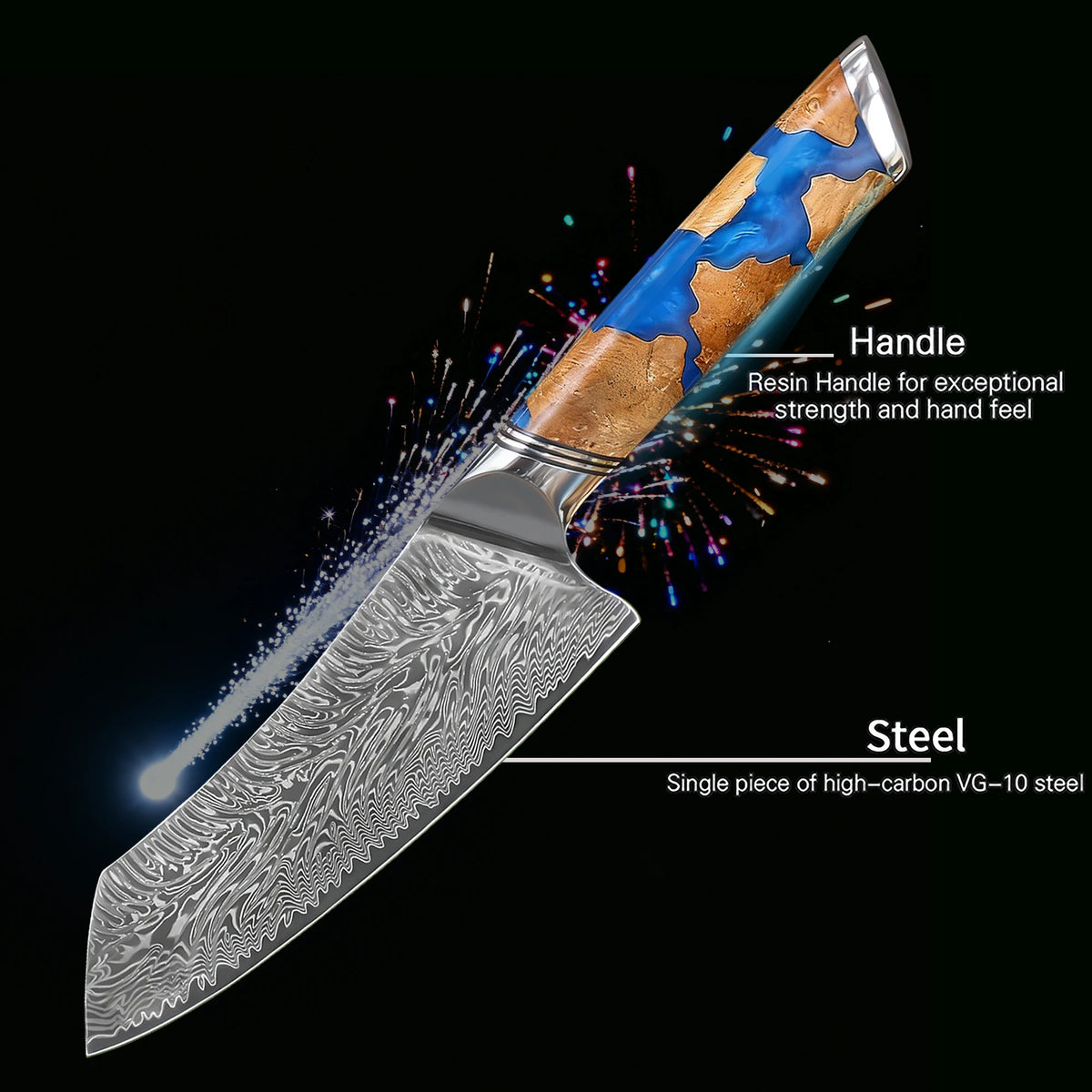 Kiritsuke Damascus Steel Chef Knife – Sharp 17.8cm Kitchen Knife Damascus Chef Knife Axl